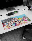32x16 inches mouse pad featuring black-haired anime girl in black bikini and glasses, water splashing overhead.