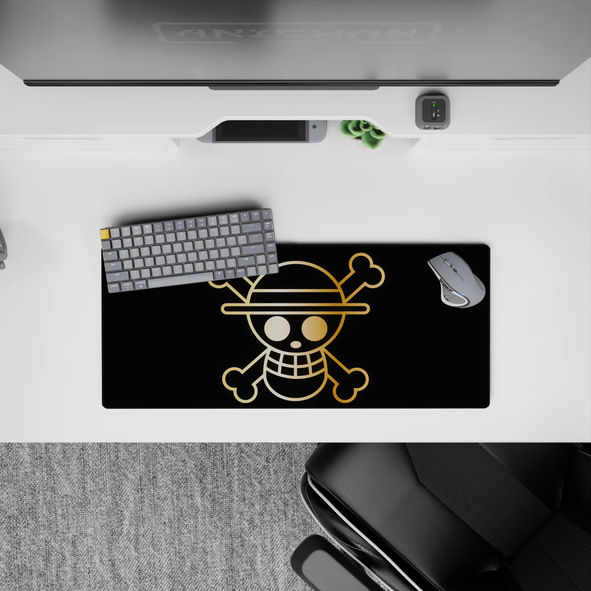 One Piece Deskmat | Mousepad | Deskpad - Golden Straw Hat Jolly Roger - AniChan