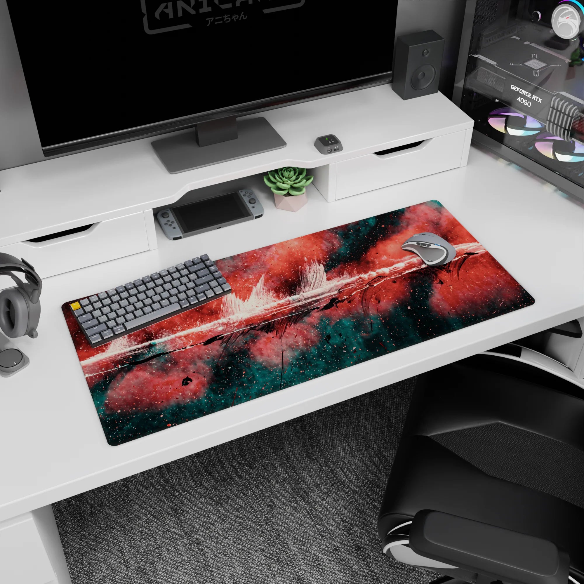 Abstract Deskmat | Mousepad | Deskpad - Energy Burst - AniChan