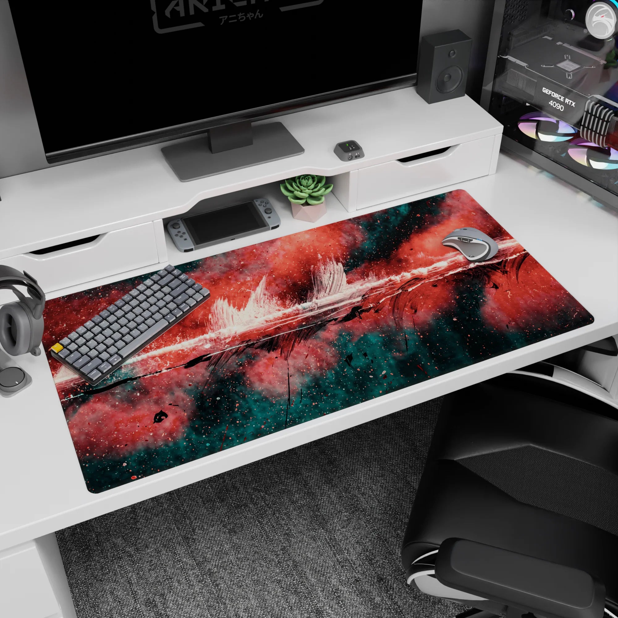 Abstract Deskmat | Mousepad | Deskpad - Energy Burst - AniChan