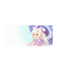 28x12 inches anime girl mouse pad with fox-eared yukata girl, bokeh sparkle sky, purple parasol.