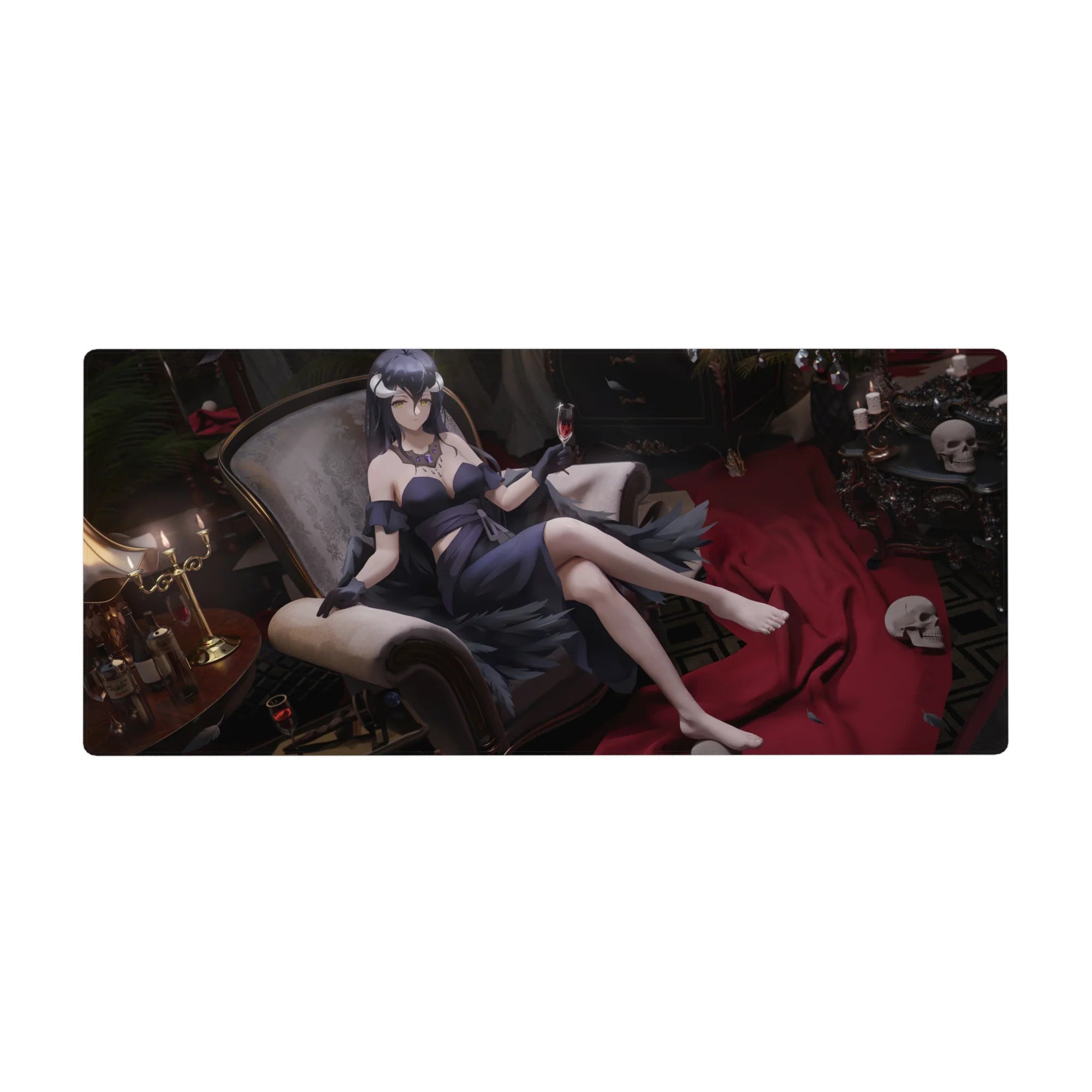 Overlord Deskmat | Mousepad | Deskpad - Albedo's Midnight Elegance - AniChan