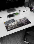 28x12 inches anime mouse pad showing a shy goth girl in a flowing black dress on an ornate iron balcony.