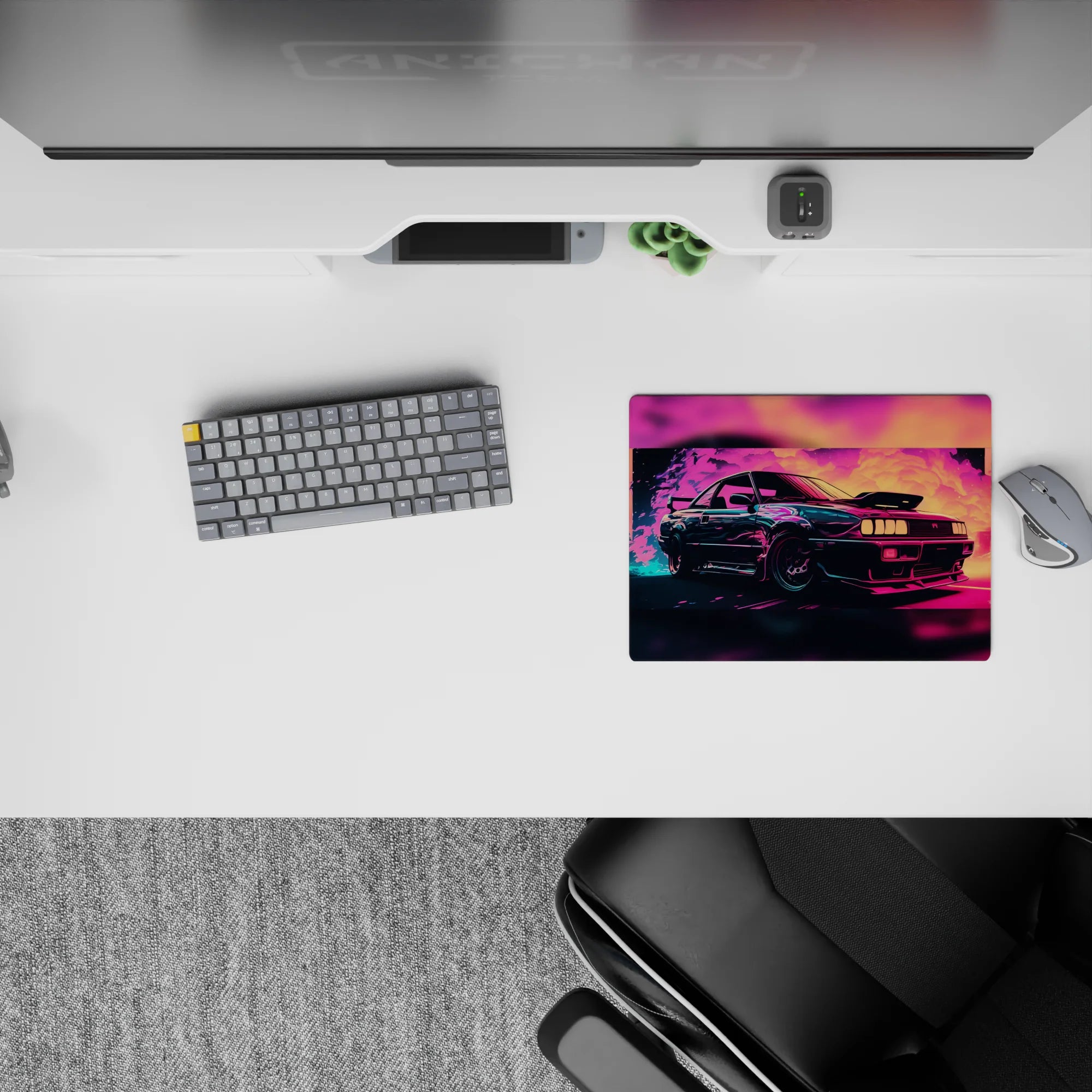 Retrowave-Vaporwave Deskmat | Mousepad | Deskpad - Neon Turbo Drift - AniChan