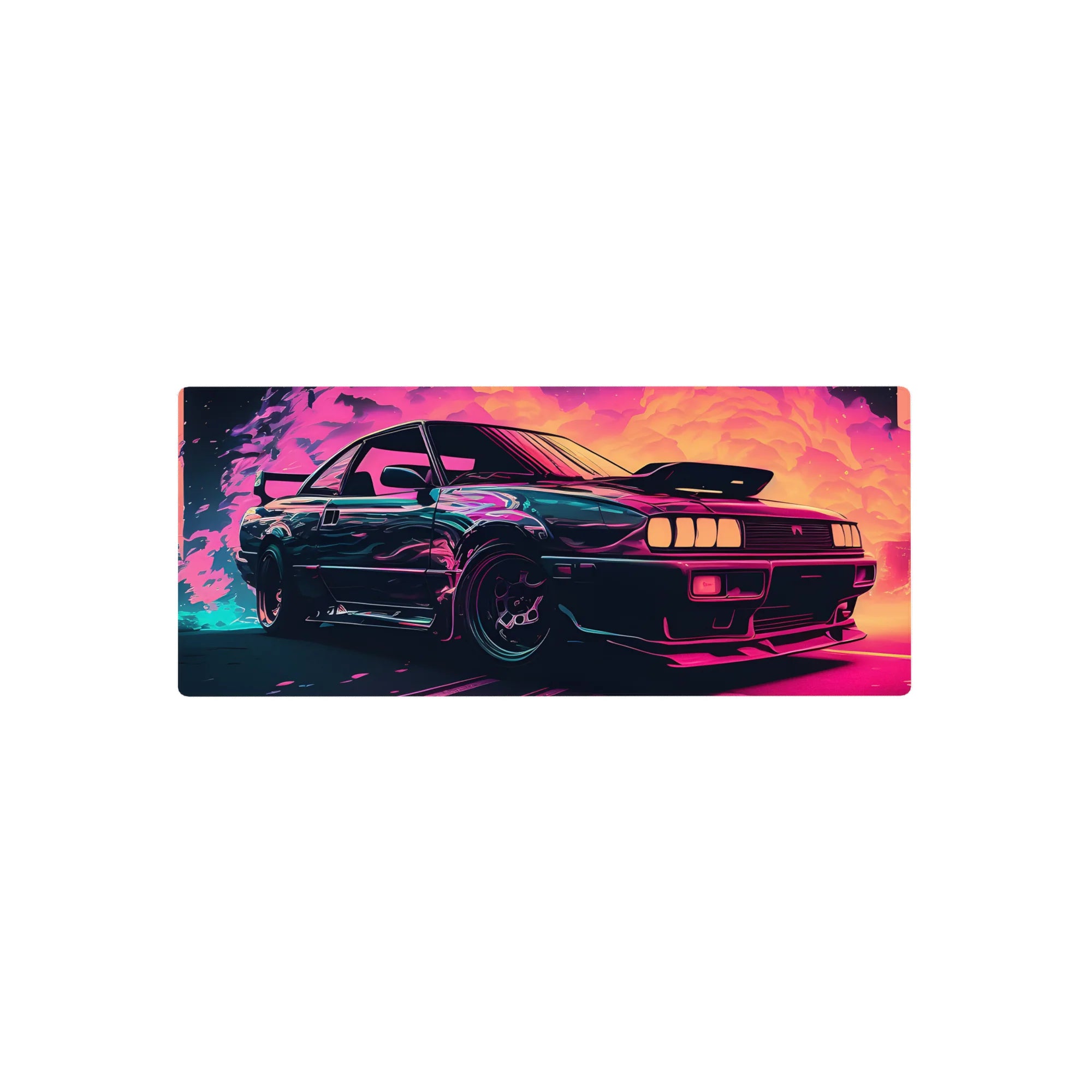 Retrowave-Vaporwave Deskmat | Mousepad | Deskpad - Neon Turbo Drift - AniChan