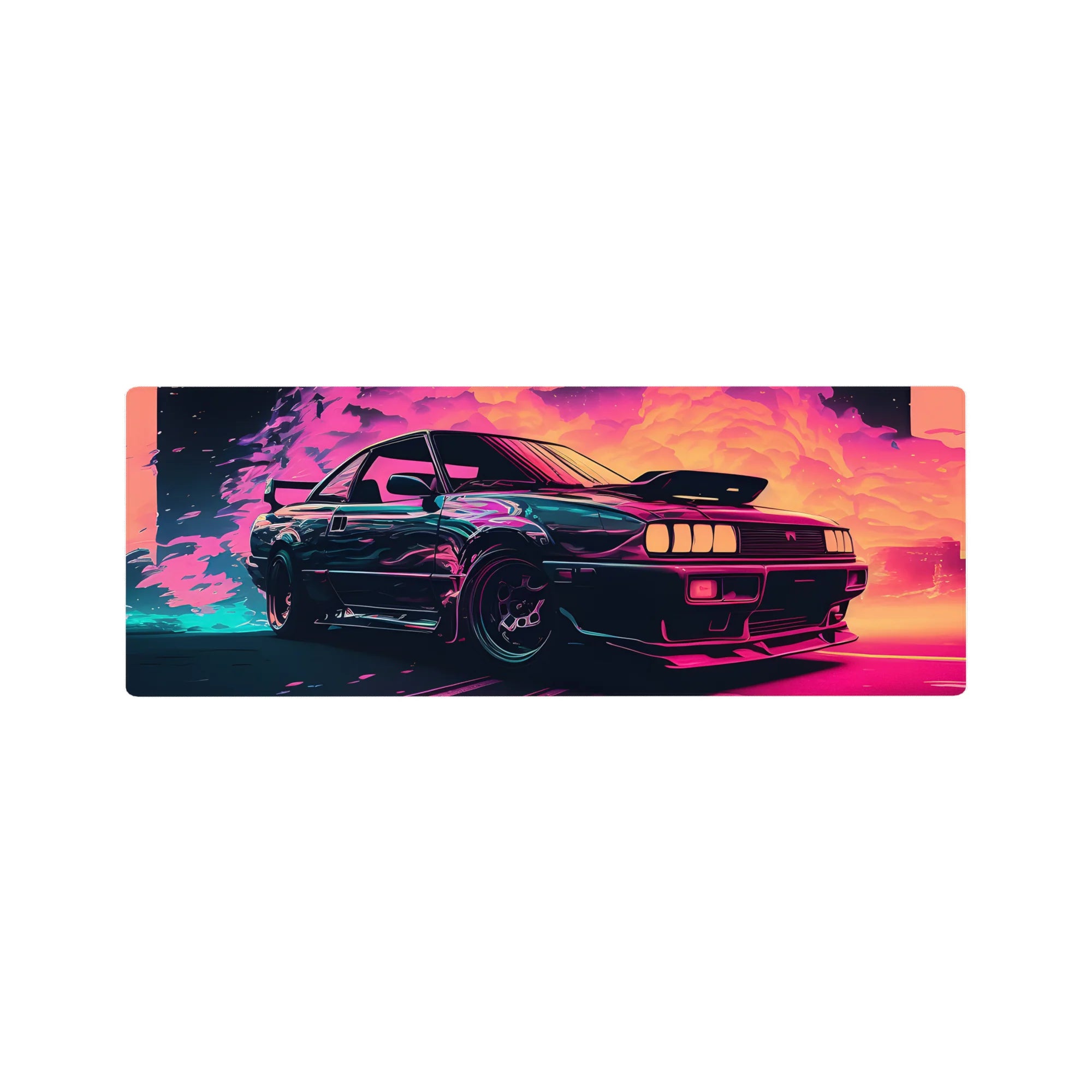 Retrowave-Vaporwave Deskmat | Mousepad | Deskpad - Neon Turbo Drift - AniChan