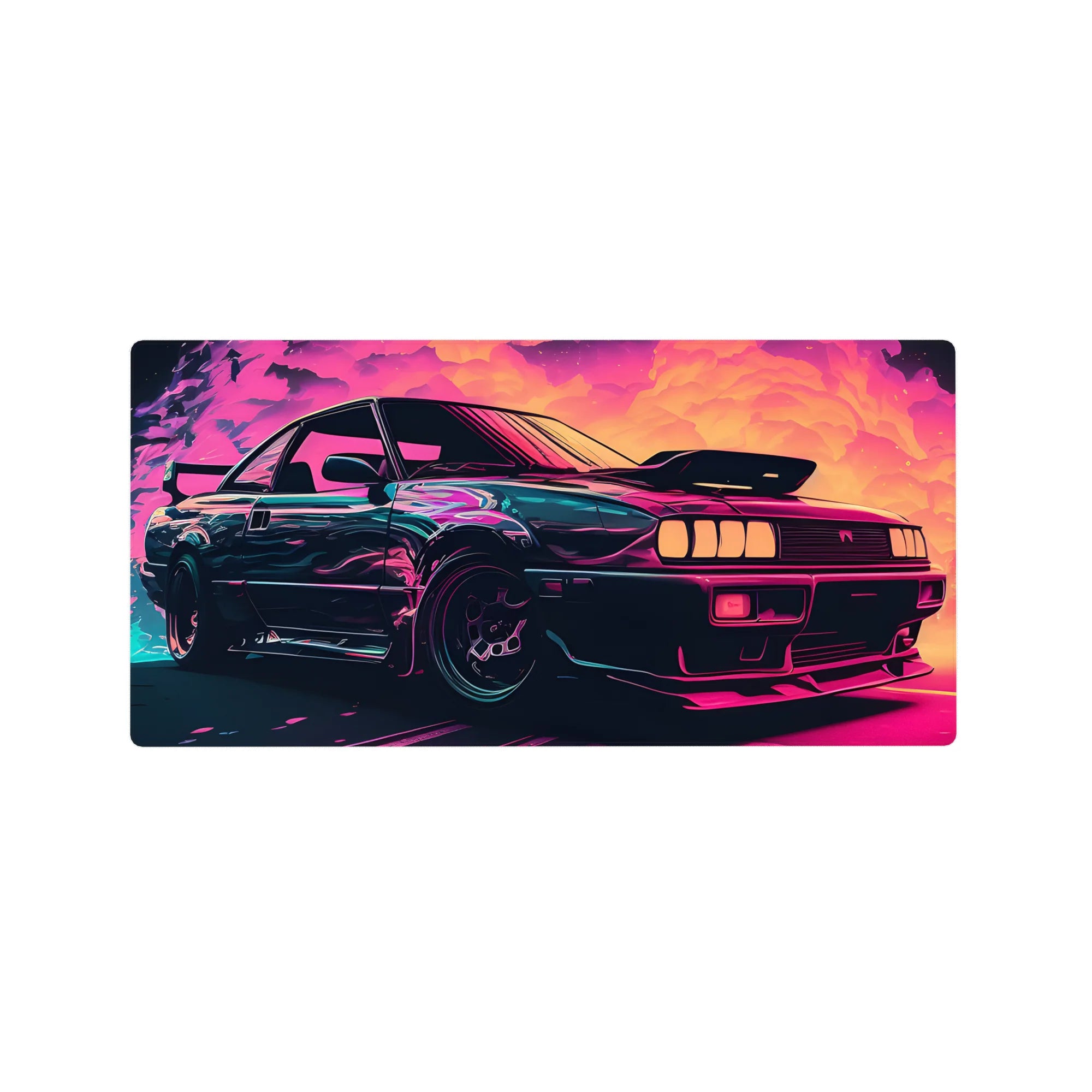 Retrowave-Vaporwave Deskmat | Mousepad | Deskpad - Neon Turbo Drift - AniChan