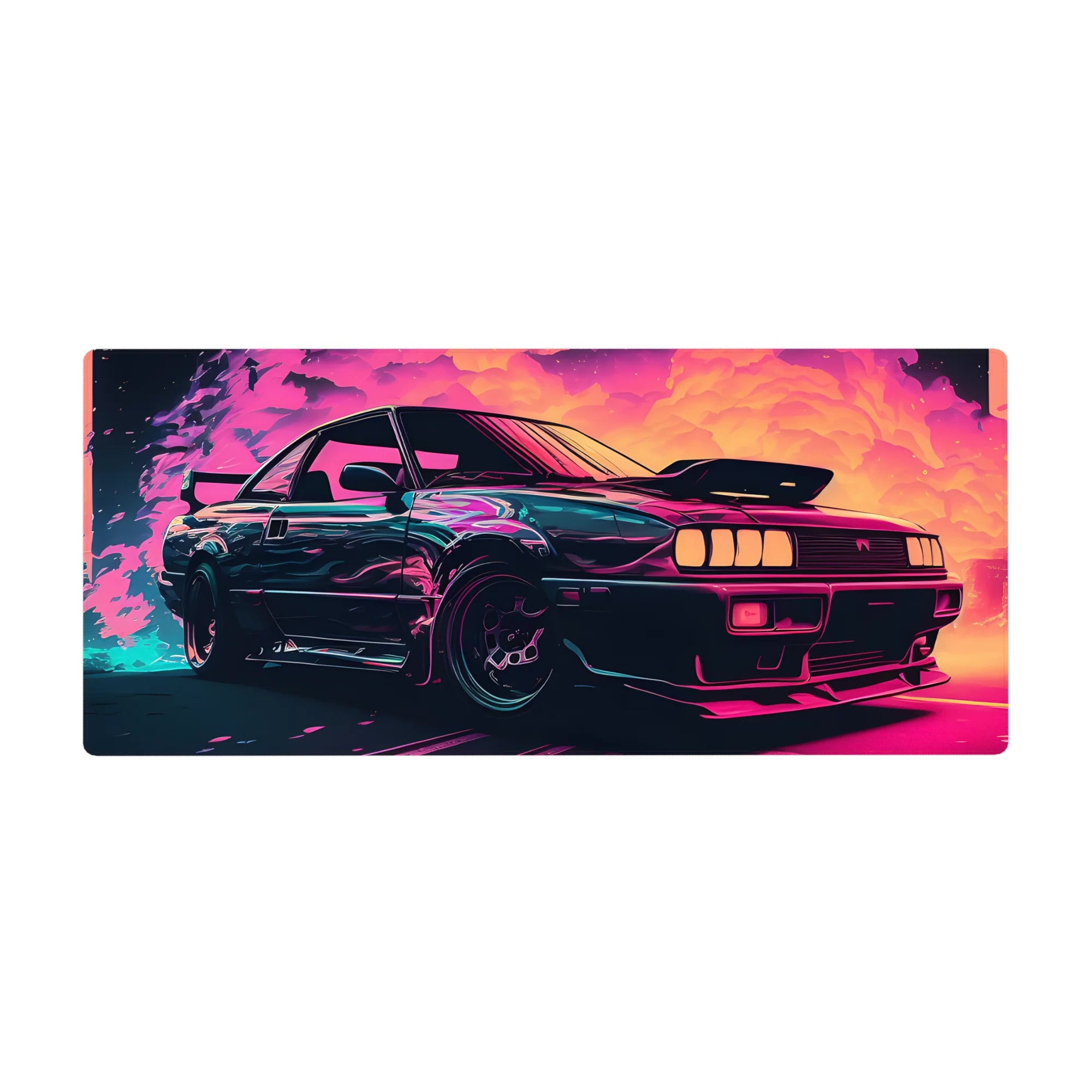 Retrowave-Vaporwave Deskmat | Mousepad | Deskpad - Neon Turbo Drift - AniChan