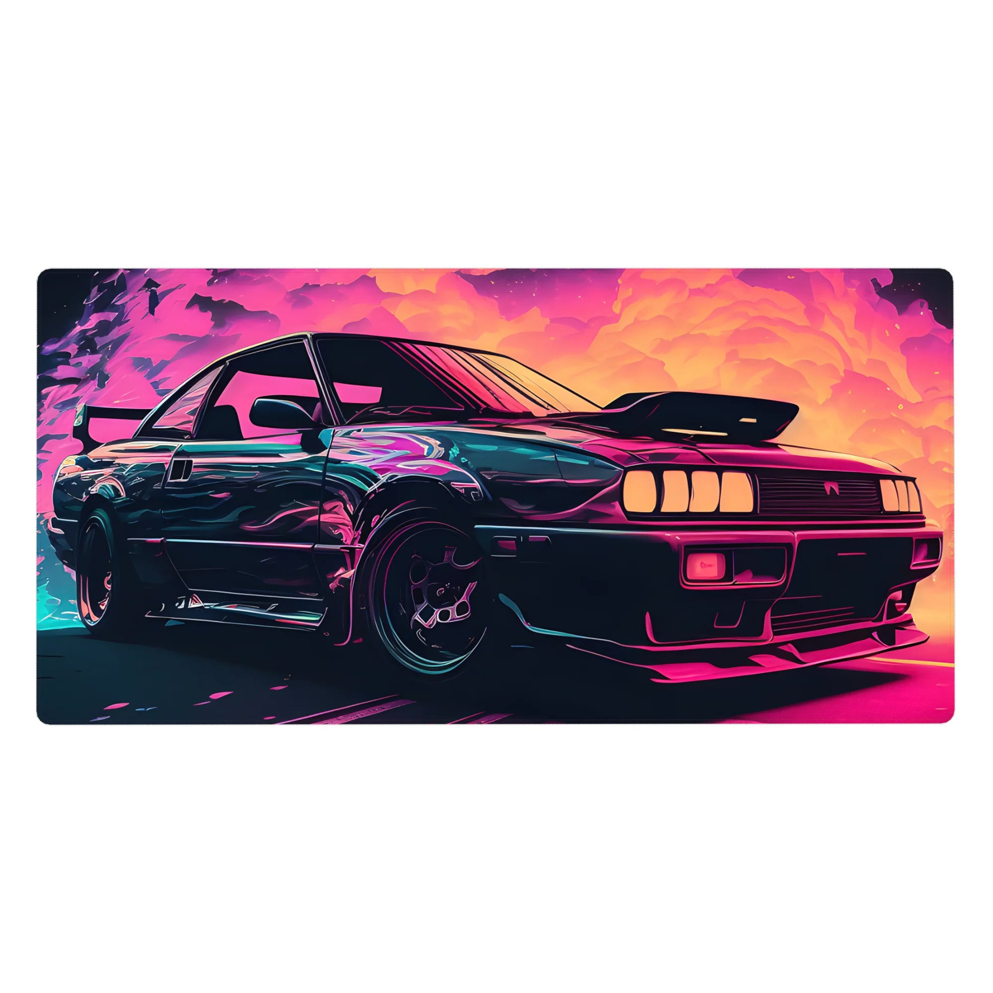 Retrowave-Vaporwave Deskmat | Mousepad | Deskpad - Neon Turbo Drift - AniChan