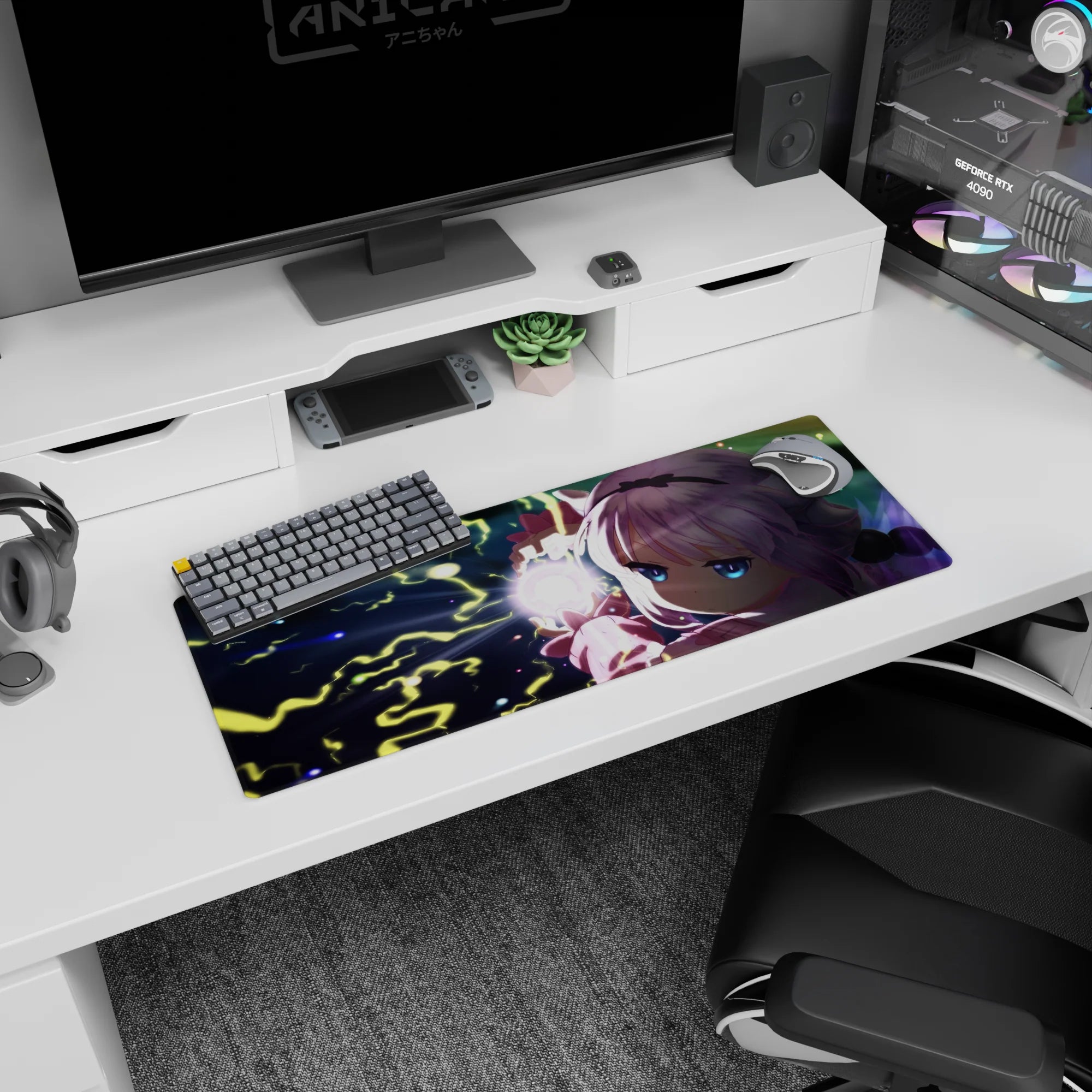 32x12 inches Miss Kobayashi’s Dragon Maid mouse pad featuring Kanna’s icy stare and magic orb.