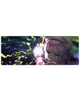 32x12 inches anime girl mouse pad with Kanna casting lightning over a swirling night-sky background.