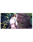 32x16 inches anime girl mouse pad with Kanna casting magic, lightning orb, swirling night-sky background.