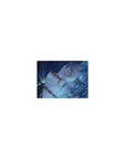 Classic anime girl mouse pad 14x10 inches with silver-haired girl, neon aqua glow, and tech symbols.