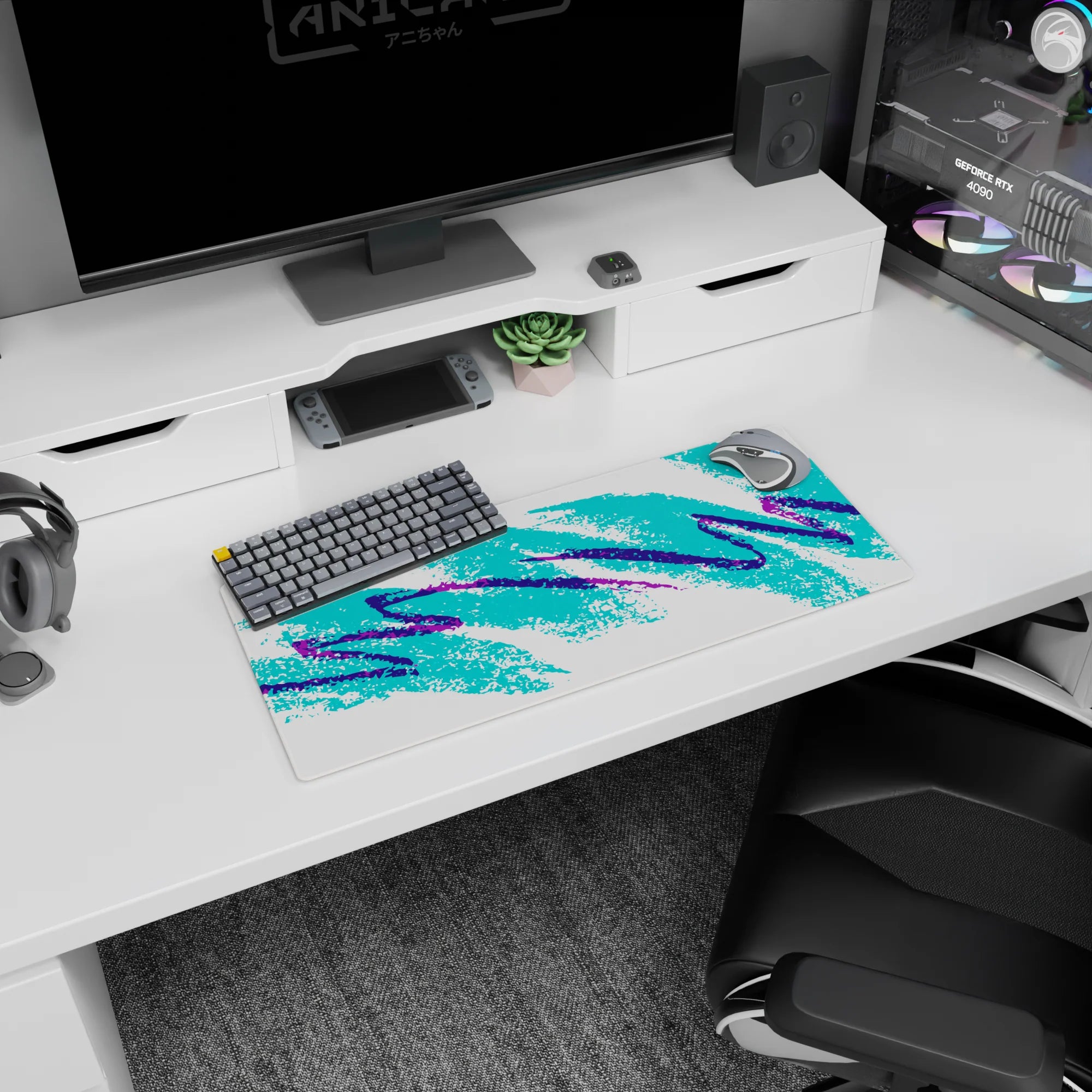 Abstract Deskmat | Mousepad | Deskpad - Retro Splash - AniChan