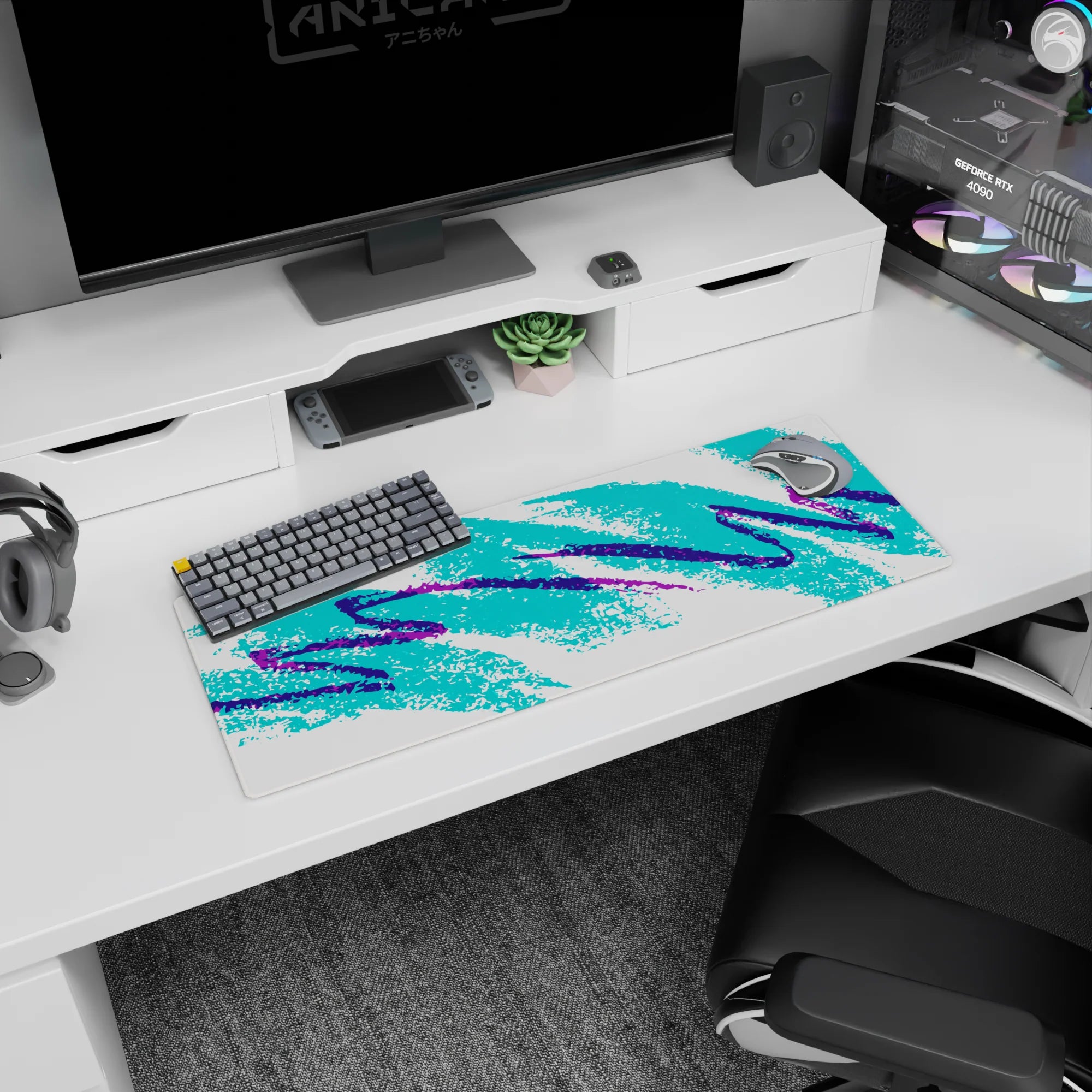 Abstract Deskmat | Mousepad | Deskpad - Retro Splash - AniChan