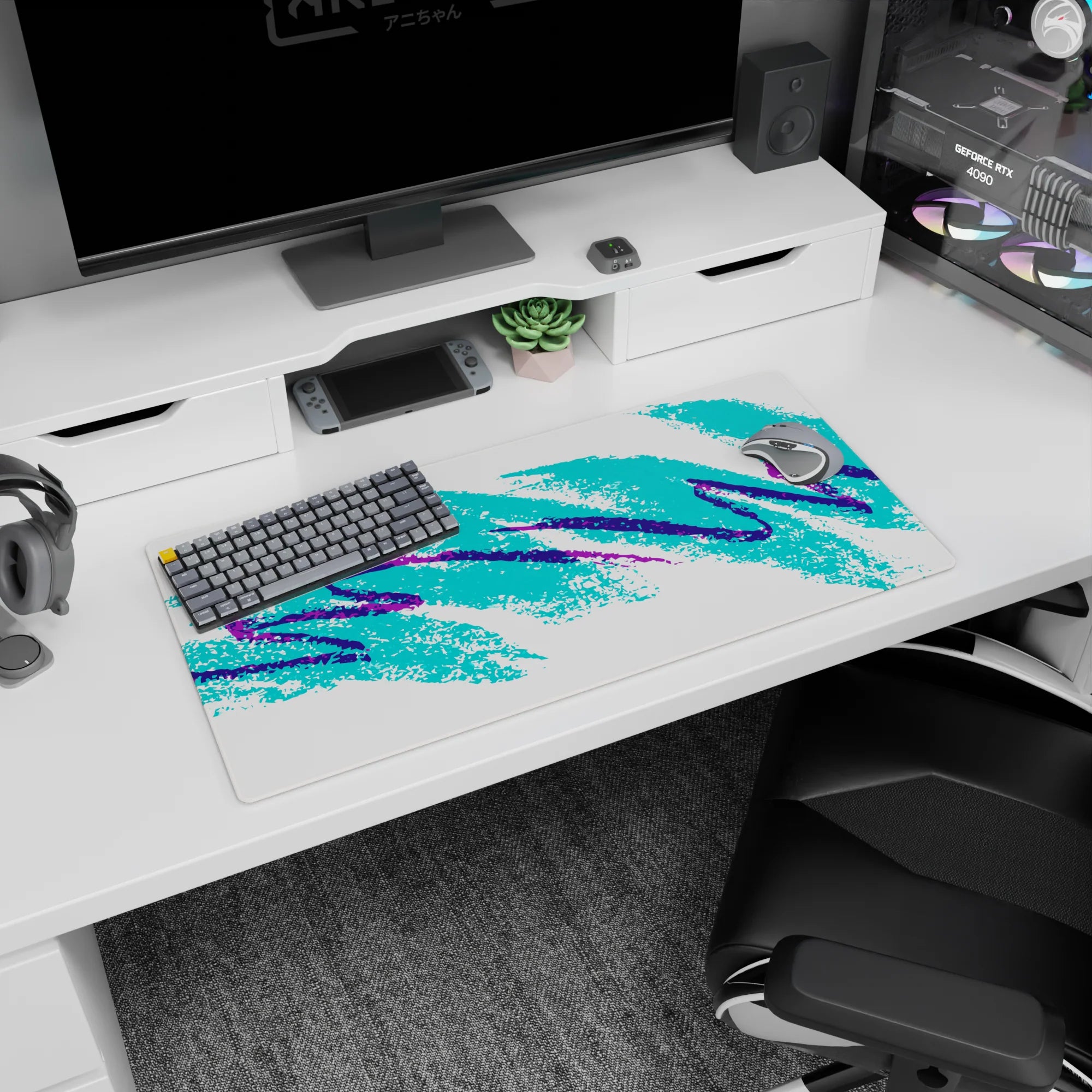 Abstract Deskmat | Mousepad | Deskpad - Retro Splash - AniChan