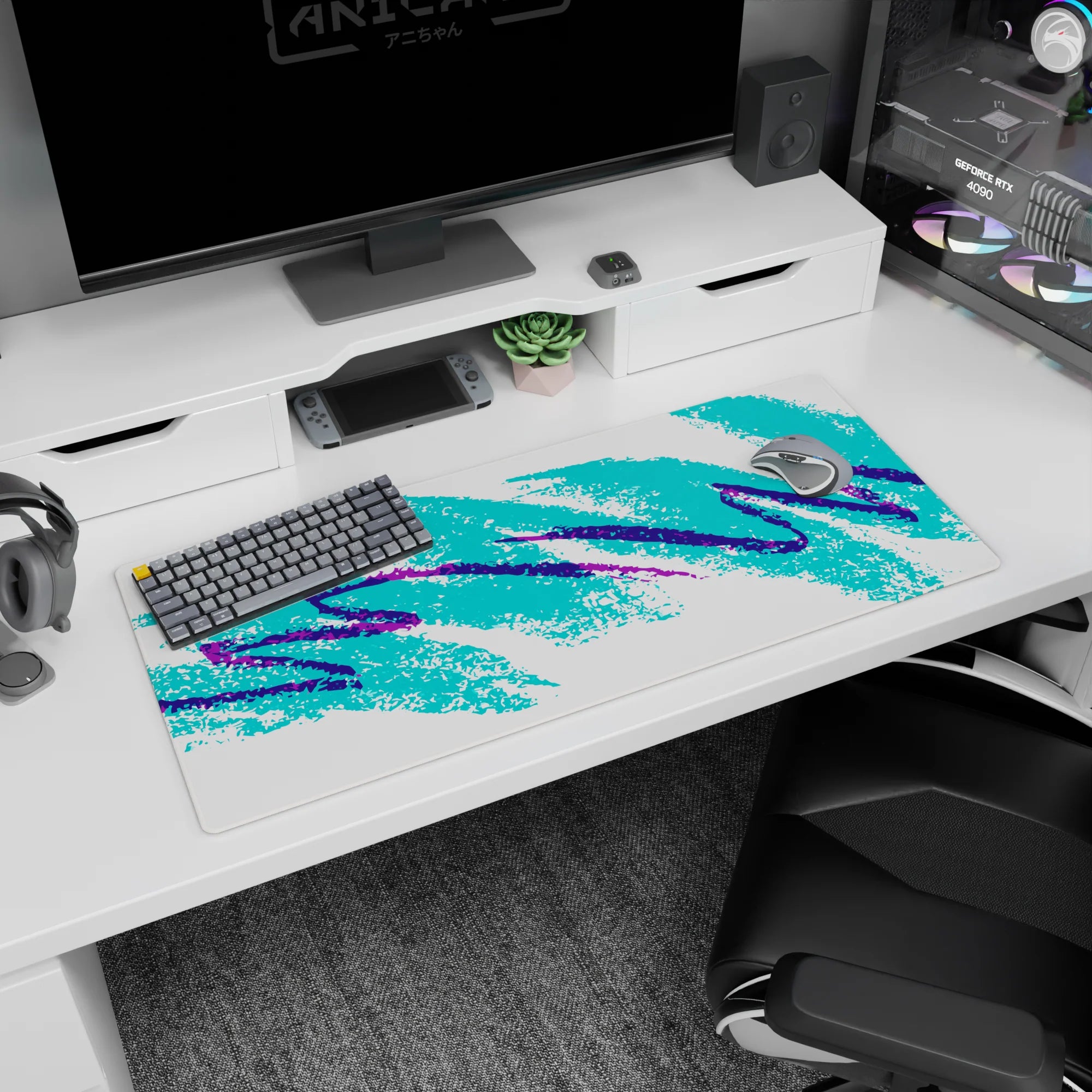 Abstract Deskmat | Mousepad | Deskpad - Retro Splash - AniChan