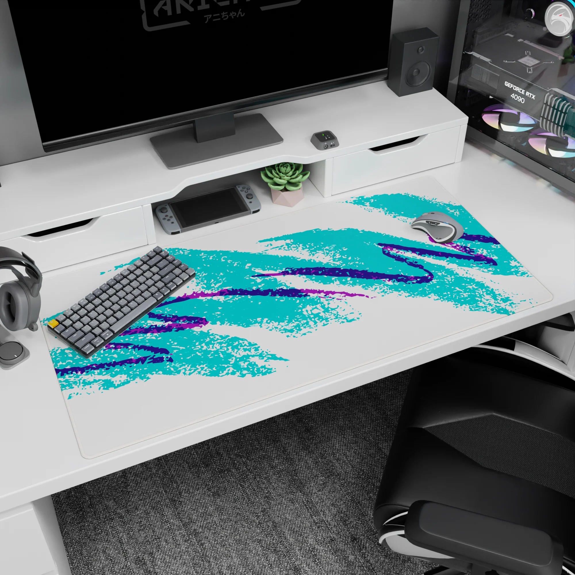 Abstract Deskmat | Mousepad | Deskpad - Retro Splash - AniChan