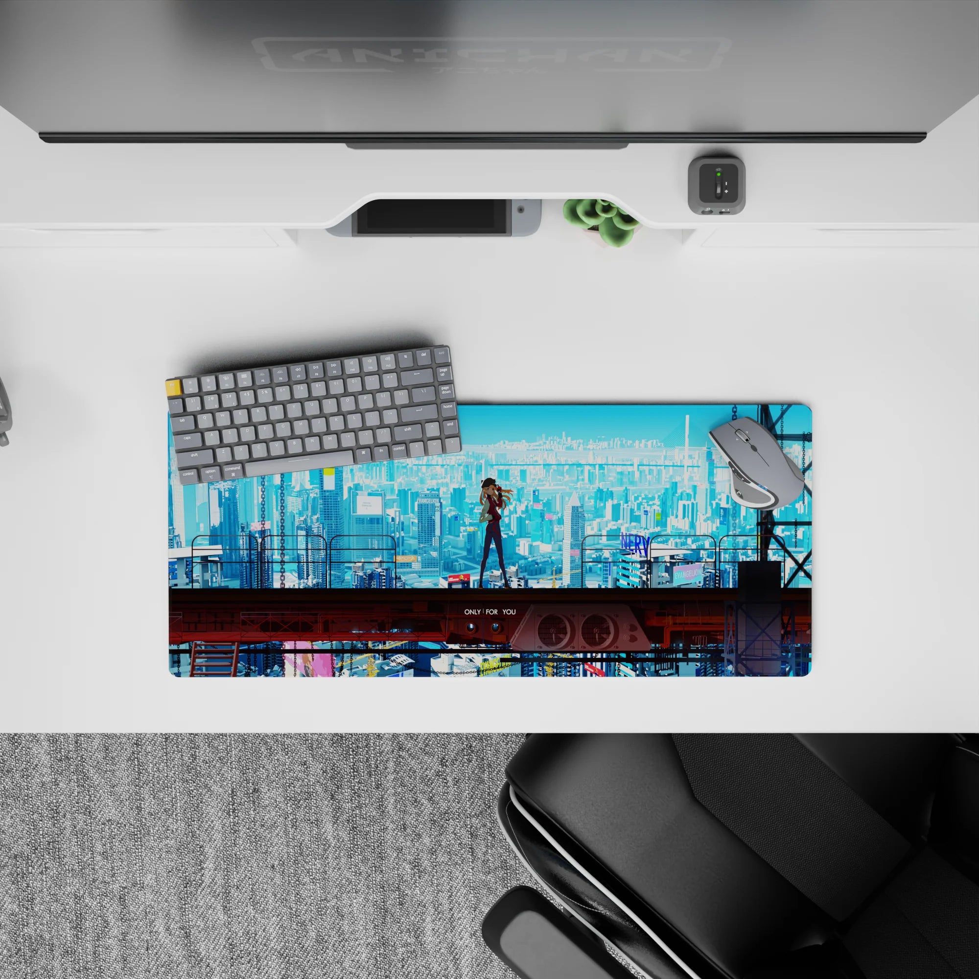 Evangelion - Anime Mouse Pad and Desk Pad - Cyberpunk Asuka Skyline - AniChan