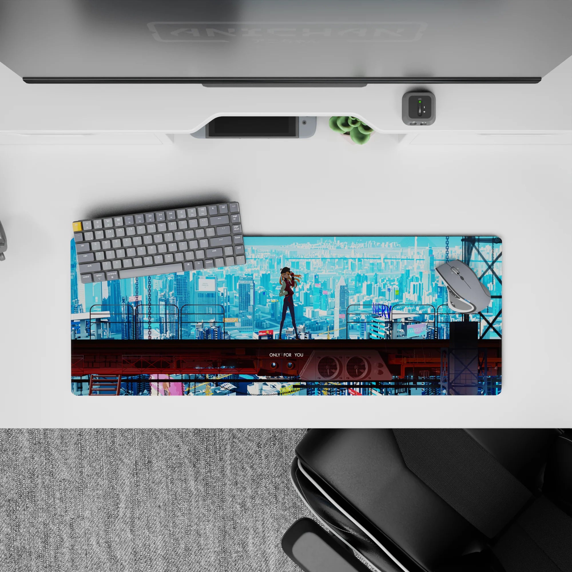 Evangelion - Anime Mouse Pad and Desk Pad - Cyberpunk Asuka Skyline - AniChan