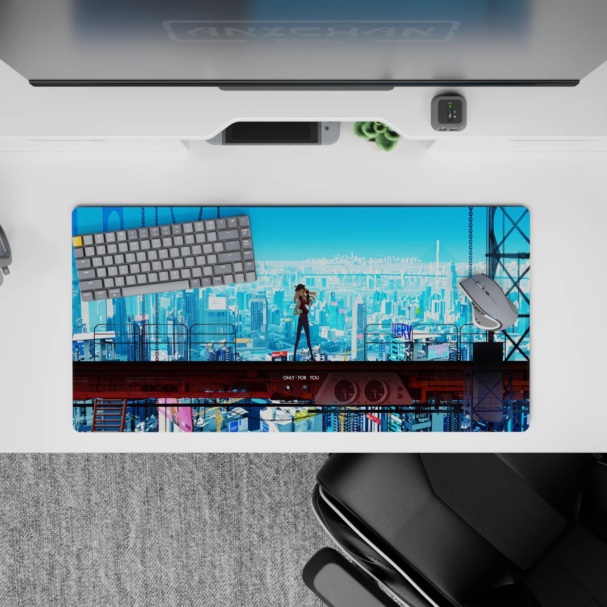 Evangelion - Anime Mouse Pad and Desk Pad - Cyberpunk Asuka Skyline - AniChan