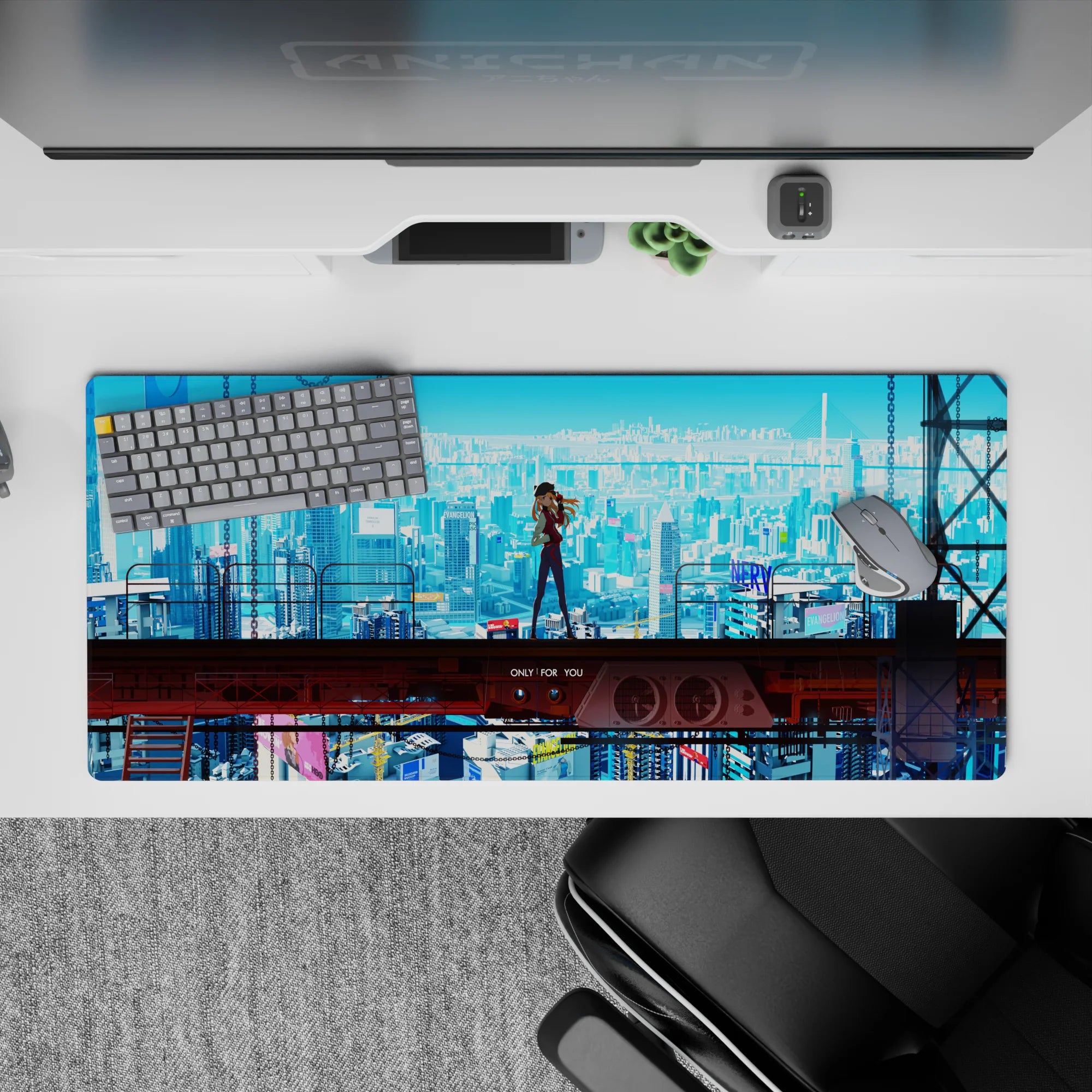 Evangelion - Anime Mouse Pad and Desk Pad - Cyberpunk Asuka Skyline - AniChan