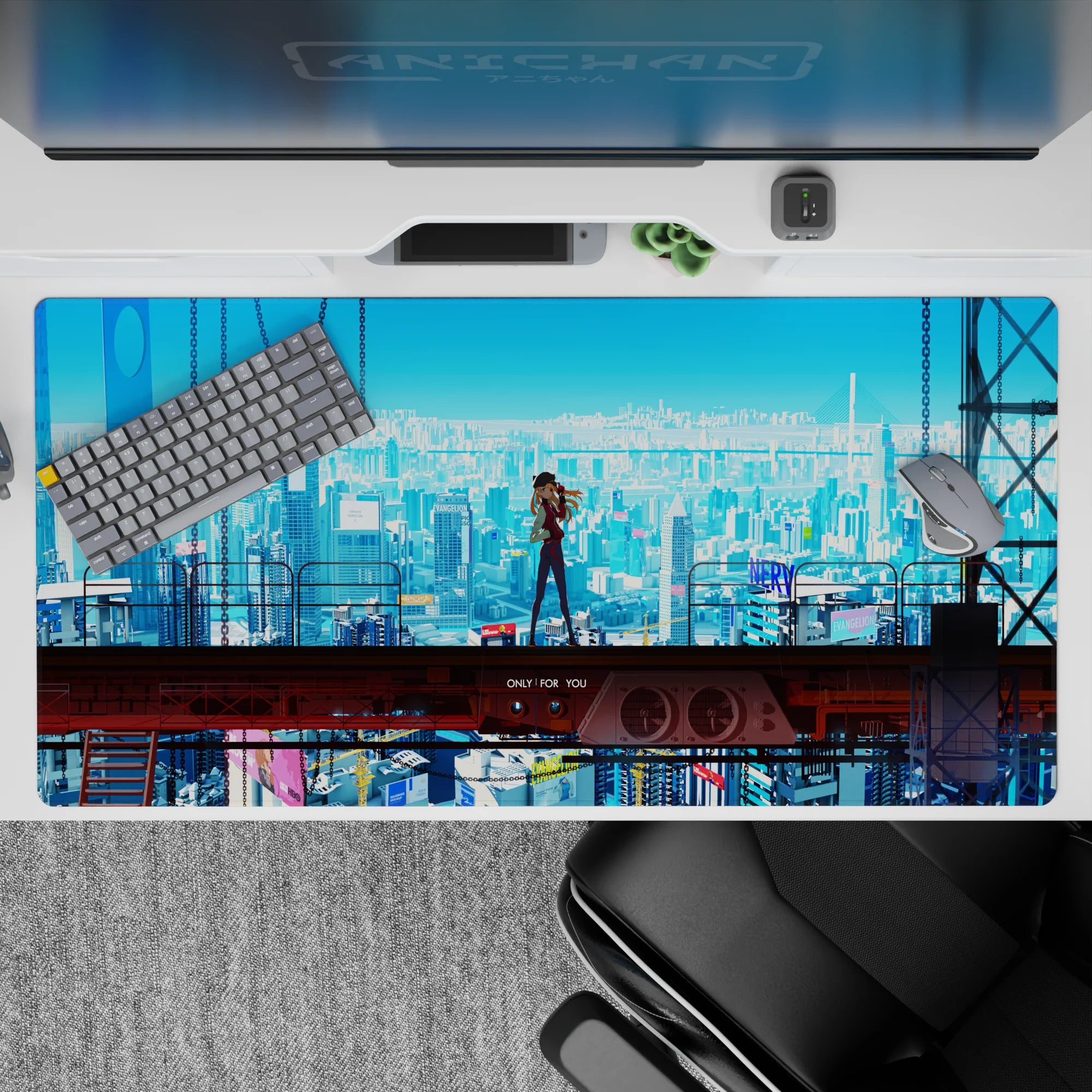 Evangelion - Anime Mouse Pad and Desk Pad - Cyberpunk Asuka Skyline - AniChan