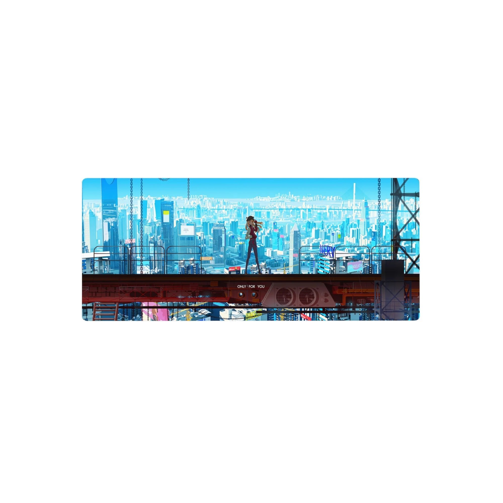 Evangelion - Anime Mouse Pad and Desk Pad - Cyberpunk Asuka Skyline - AniChan