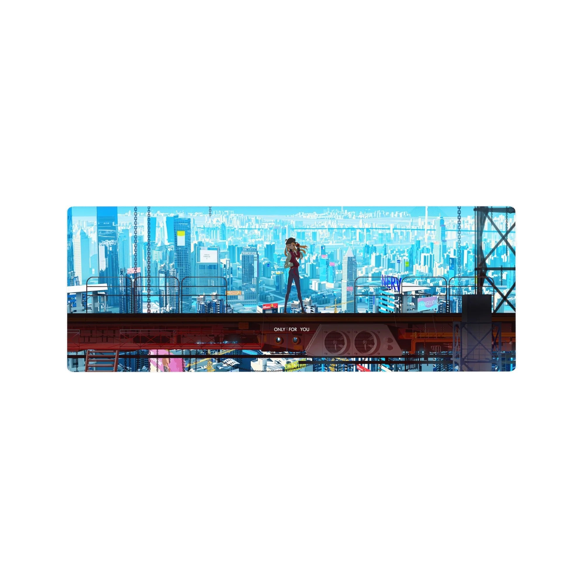 Evangelion - Anime Mouse Pad and Desk Pad - Cyberpunk Asuka Skyline - AniChan