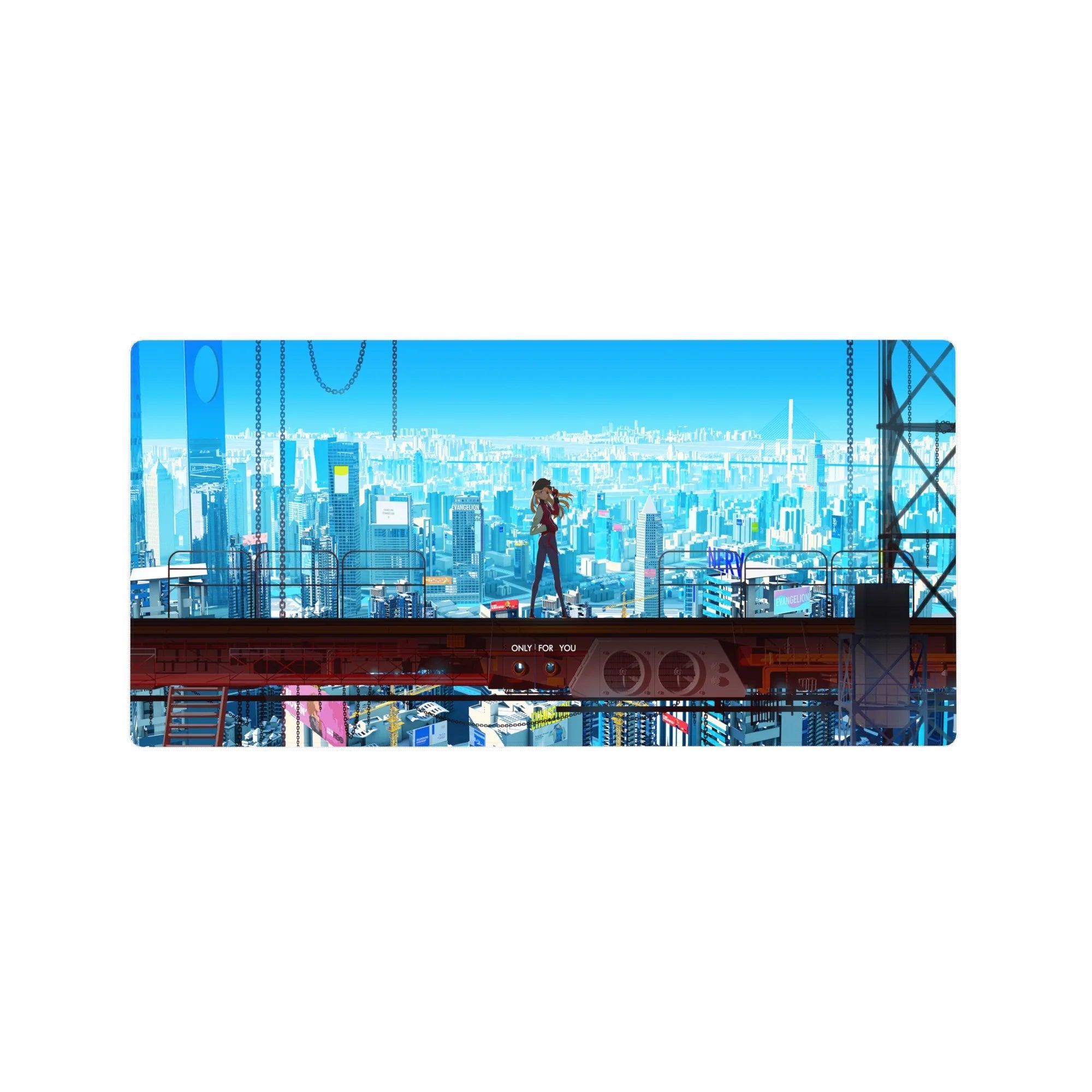 Evangelion - Anime Mouse Pad and Desk Pad - Cyberpunk Asuka Skyline - AniChan