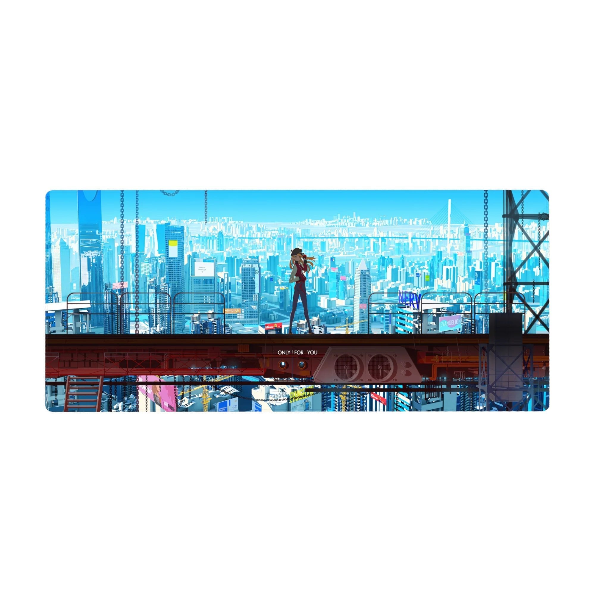 Evangelion - Anime Mouse Pad and Desk Pad - Cyberpunk Asuka Skyline - AniChan