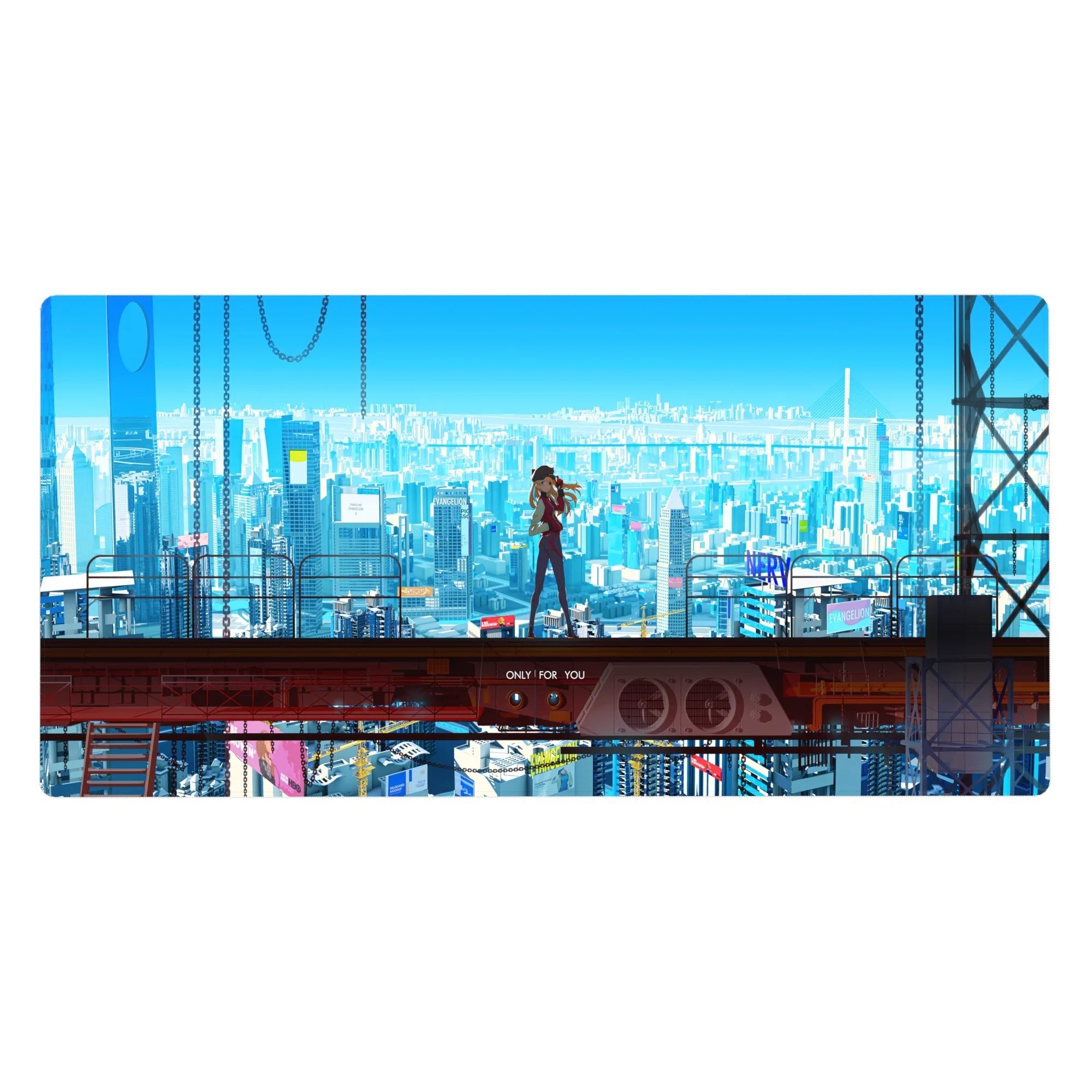 Evangelion - Anime Mouse Pad and Desk Pad - Cyberpunk Asuka Skyline - AniChan