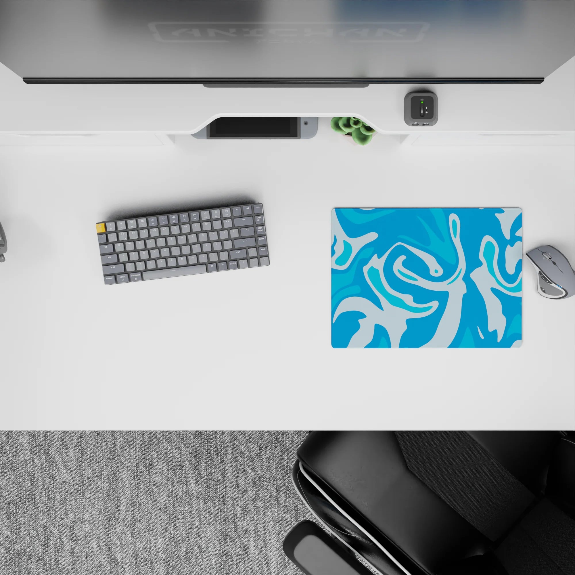 Abstract Deskmat | Mousepad | Deskpad - Liquid Blue Flow - AniChan