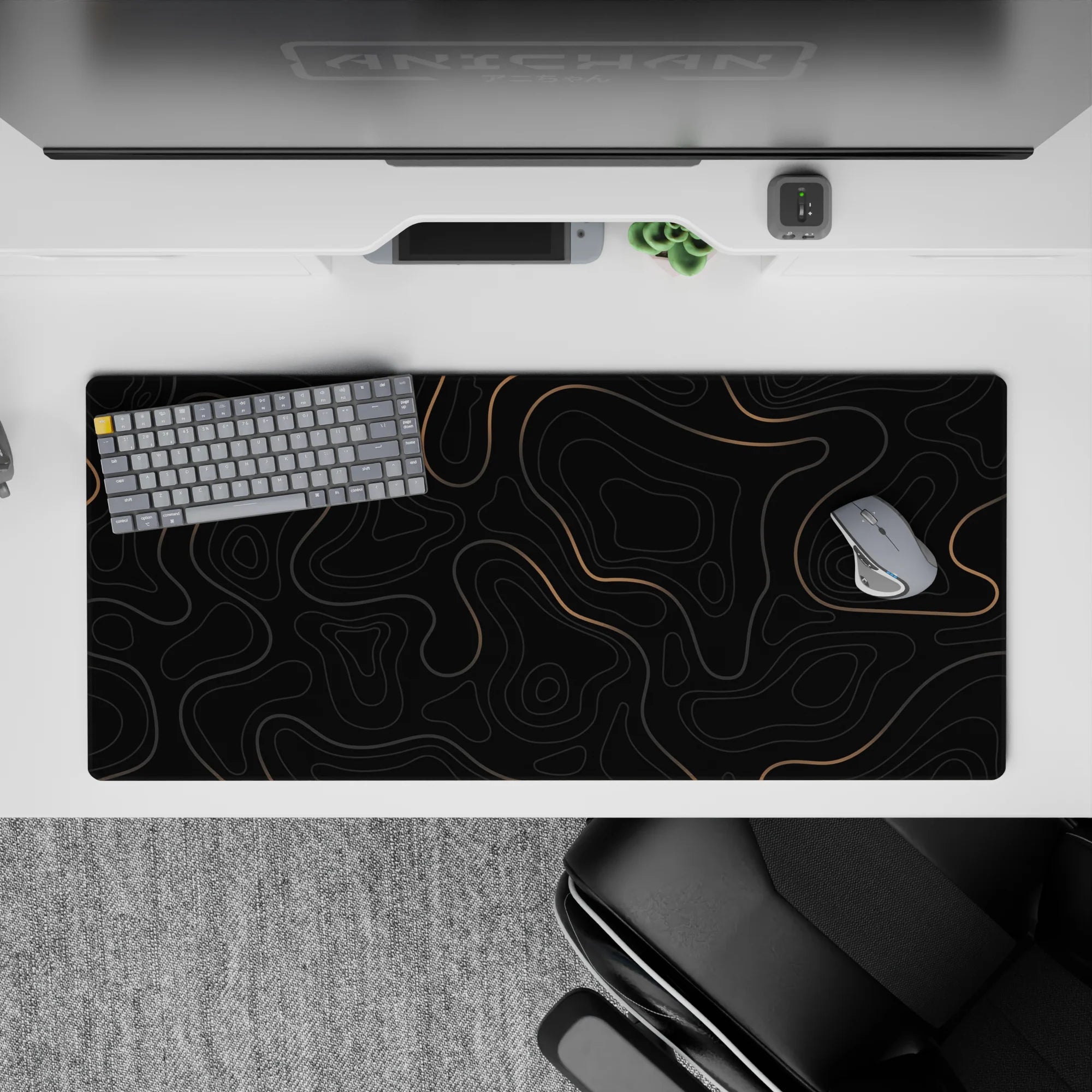 Topographic (Topo) Deskmat | Mousepad | Deskpad - Golden Topographic Dreams - AniChan