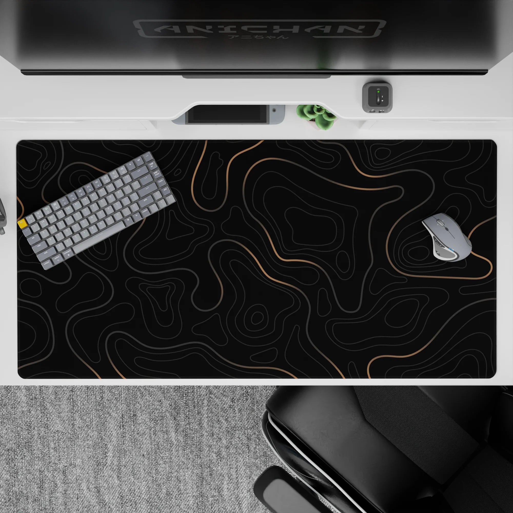 Topographic (Topo) Deskmat | Mousepad | Deskpad - Golden Topographic Dreams - AniChan