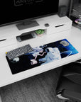 32x12 inches mouse pad showing silver-haired anime girl in white blouse and black skirt reaching an astronaut.