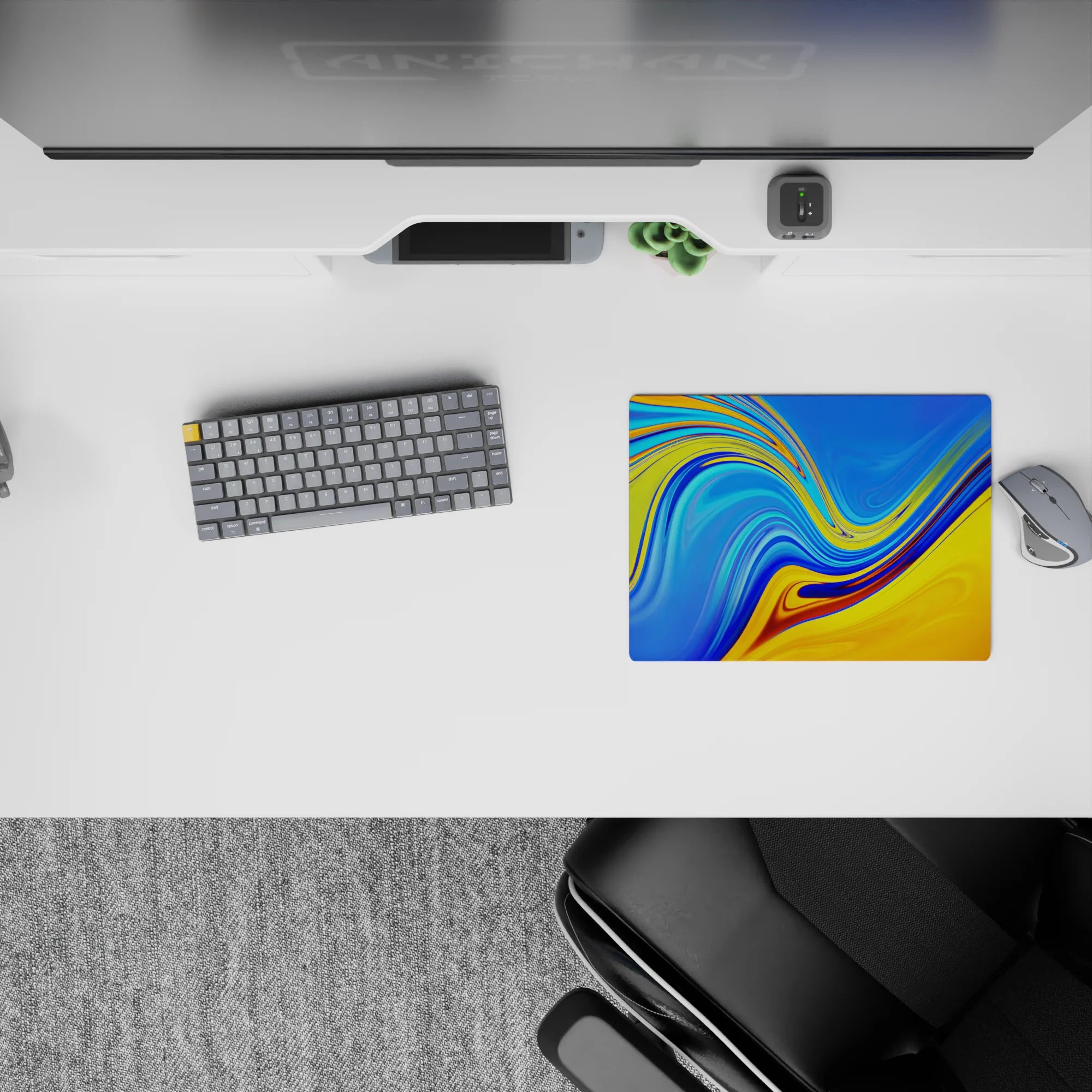 Abstract Deskmat | Mousepad | Deskpad - Sunset Liquid Waves - AniChan