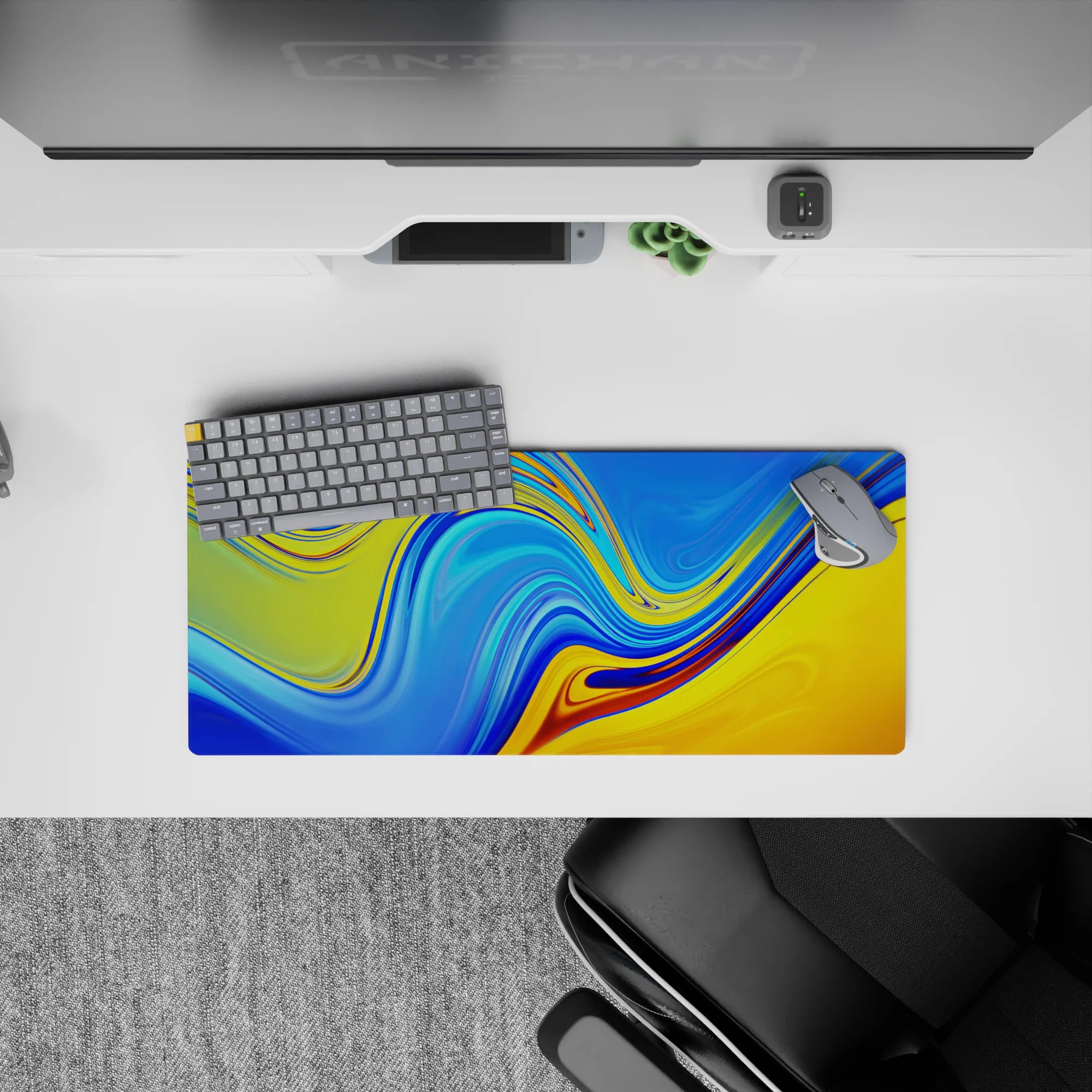 Abstract Deskmat | Mousepad | Deskpad - Sunset Liquid Waves - AniChan