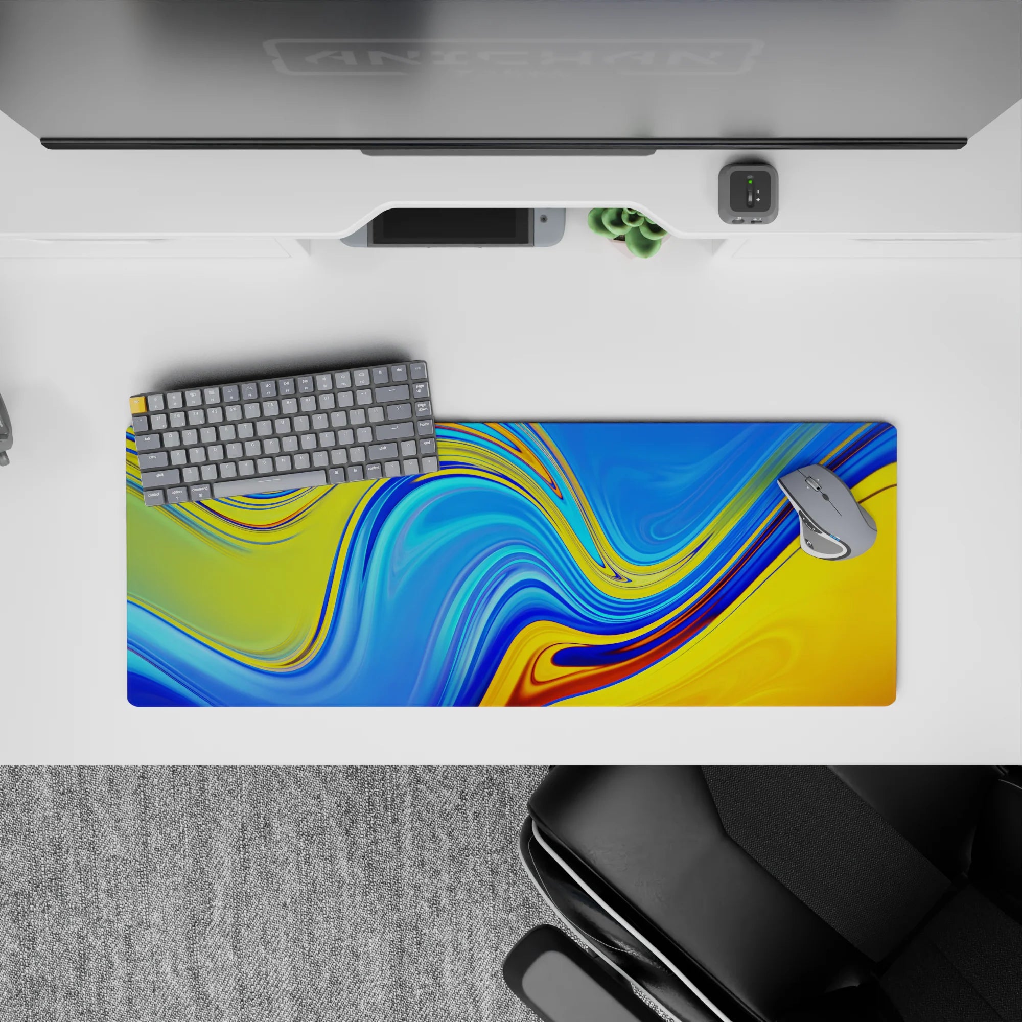 Abstract Deskmat | Mousepad | Deskpad - Sunset Liquid Waves - AniChan