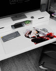 Naruto Kakashi Hatake 36x16 inches desk pad, leaning in with half-lifted fox mask amid petals.