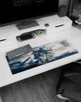 32x12 inches Gundam mouse pad showing Suletta Mercury and Miorine Rembran beneath Gundam Aerial.