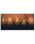 32x16 inches anime girl mouse pad with five teary-eyed girls in matching tees under cinema lights.