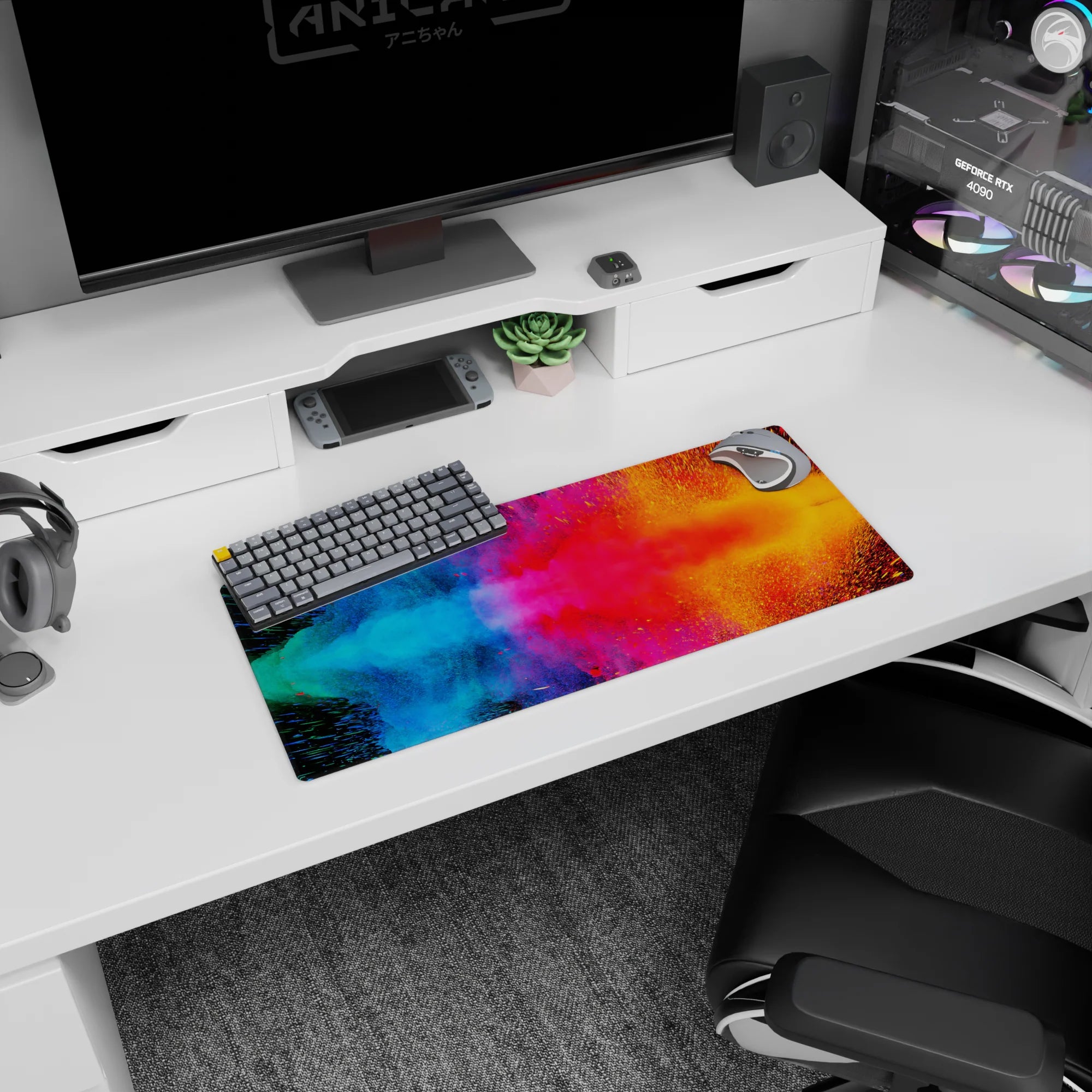 Abstract Deskmat | Mousepad | Deskpad - Cosmic Color Burst - AniChan