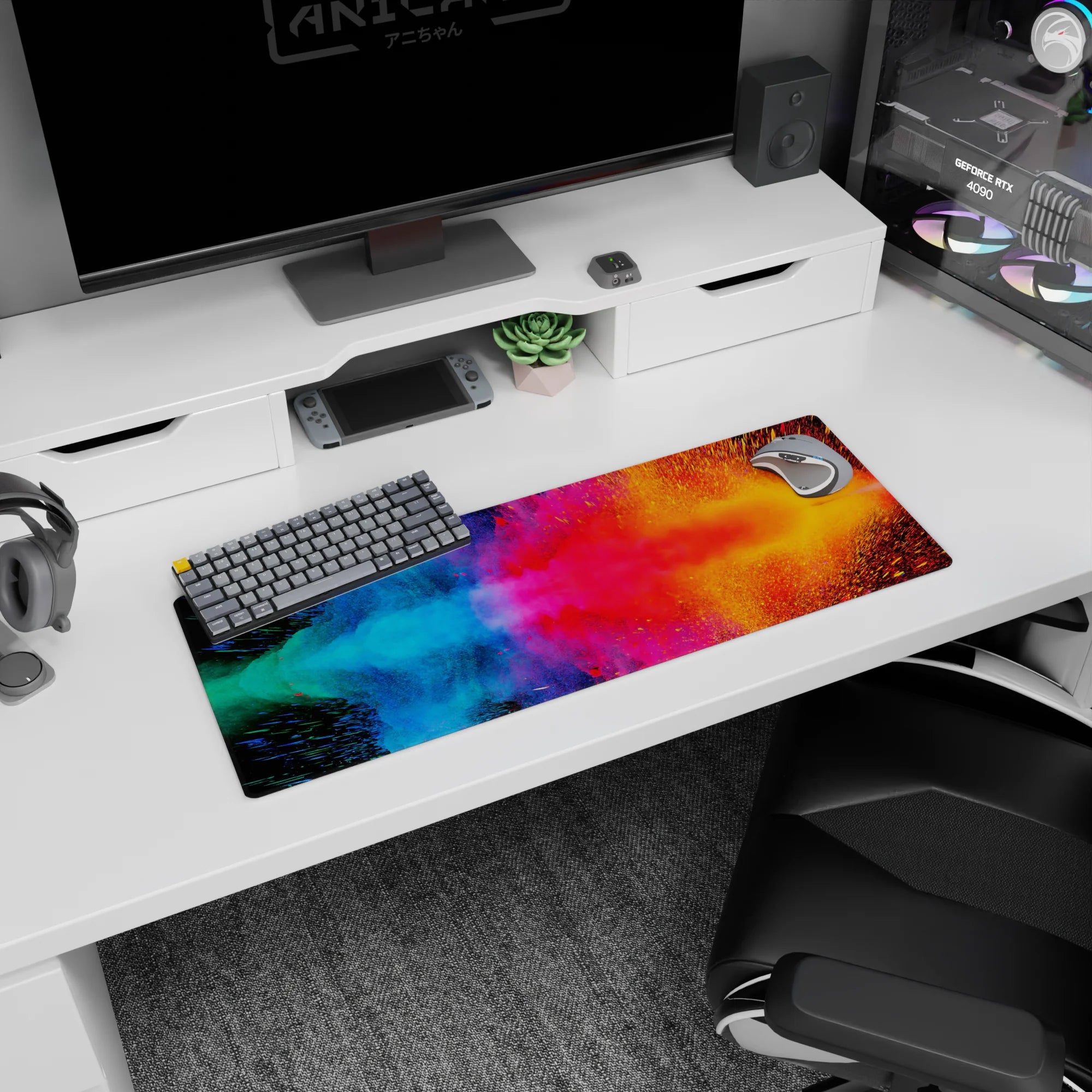 Abstract Deskmat | Mousepad | Deskpad - Cosmic Color Burst - AniChan