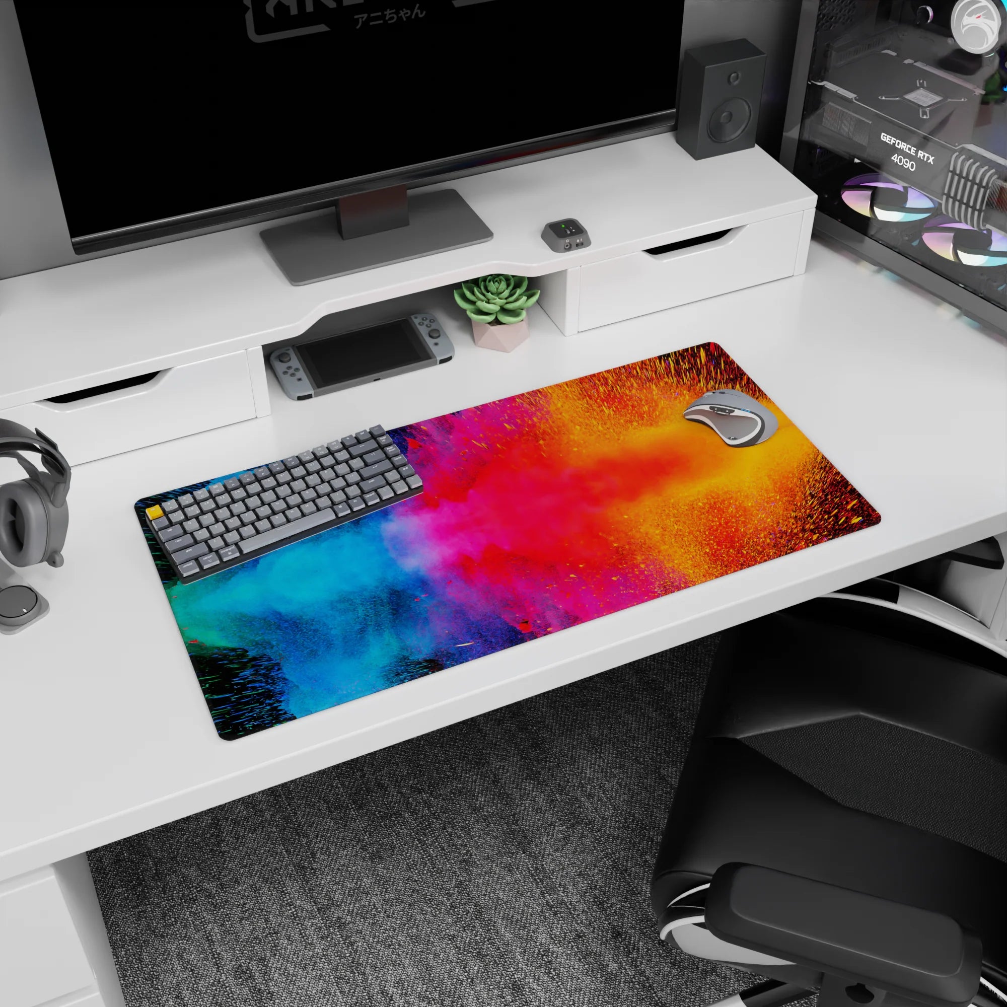 Abstract Deskmat | Mousepad | Deskpad - Cosmic Color Burst - AniChan