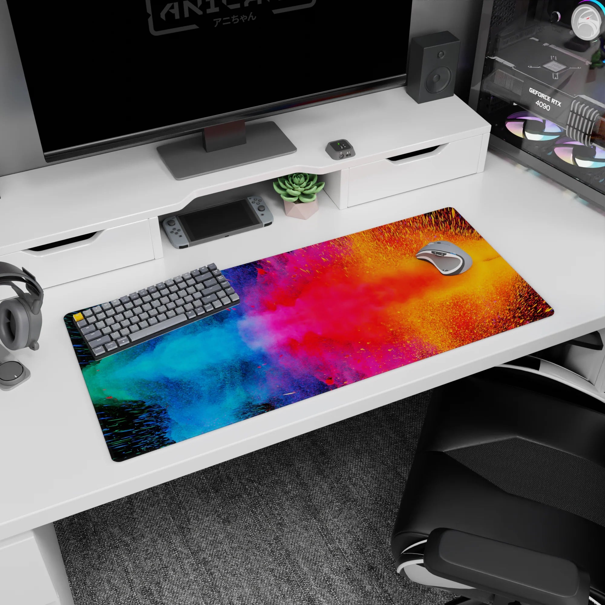 Abstract Deskmat | Mousepad | Deskpad - Cosmic Color Burst - AniChan