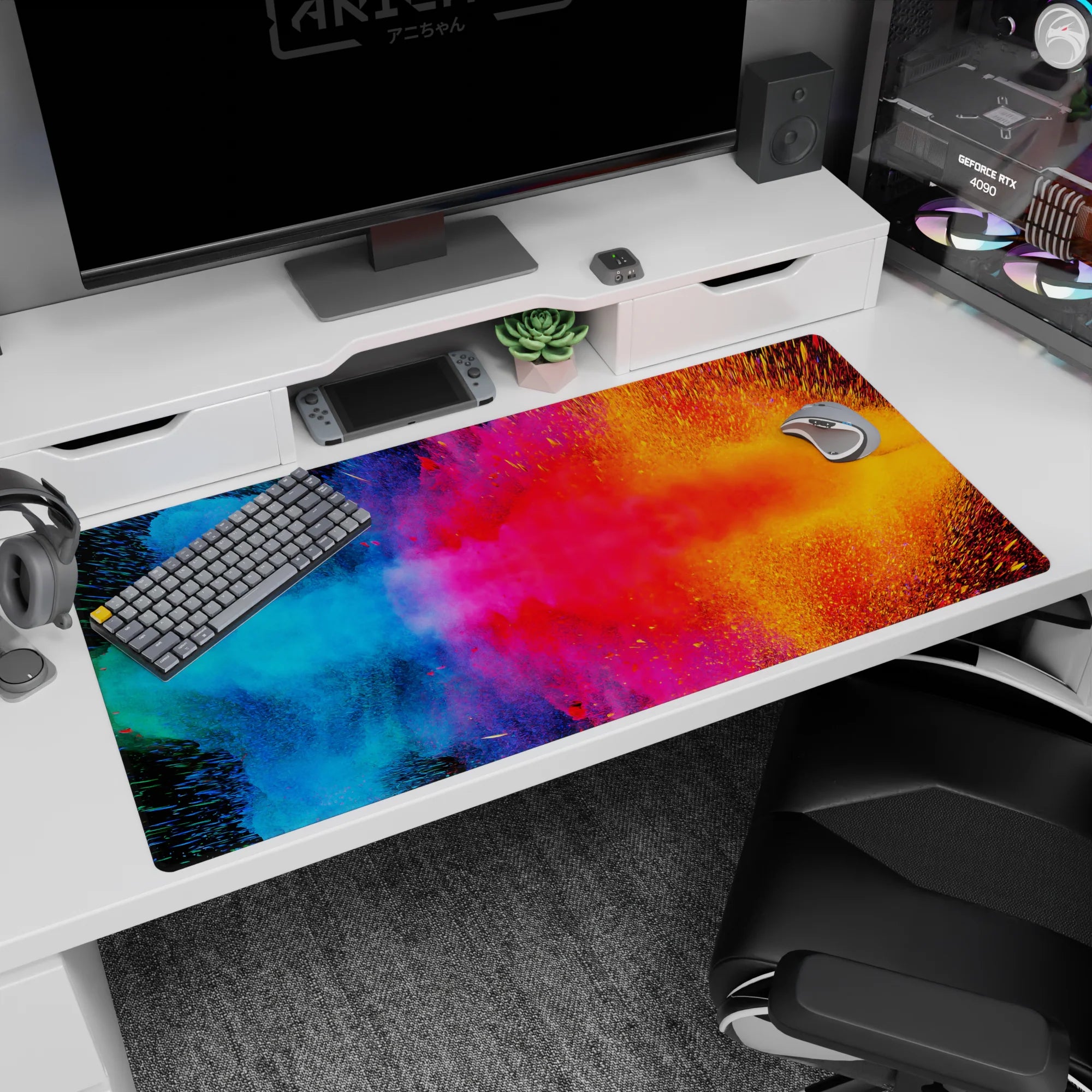 Abstract Deskmat | Mousepad | Deskpad - Cosmic Color Burst - AniChan