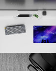 Anime mouse pad 14x10 inches featuring silhouettes under a starry galaxy with dreamy skies, purples, and deep blues.