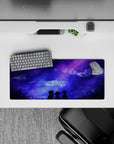 Anime mouse pad 28x12 inches featuring dreamy skies, shooting stars, and galaxy hues, perfect for night owl dreamers.