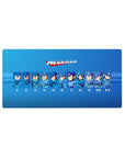 Mega Man anime mouse pad 32x16 inches with classic era lineup, crisp panels, and collector-style design.